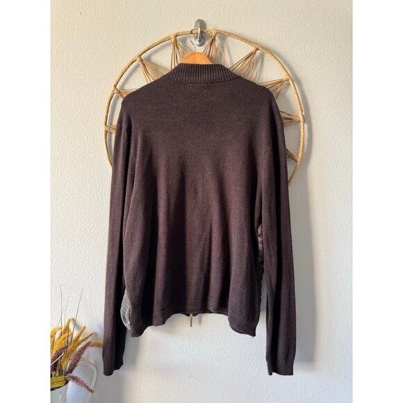 Vtg Ralph Lauren Brown Cashmere Silk Zip Cardigan Sweater Equestrian Plaid 3X - Picture 7 of 12